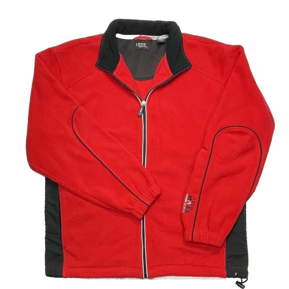 IZOD PERFORM-X Macro Fleece Softshell Jacket Men Large Red Full Zip Gorp Core‎